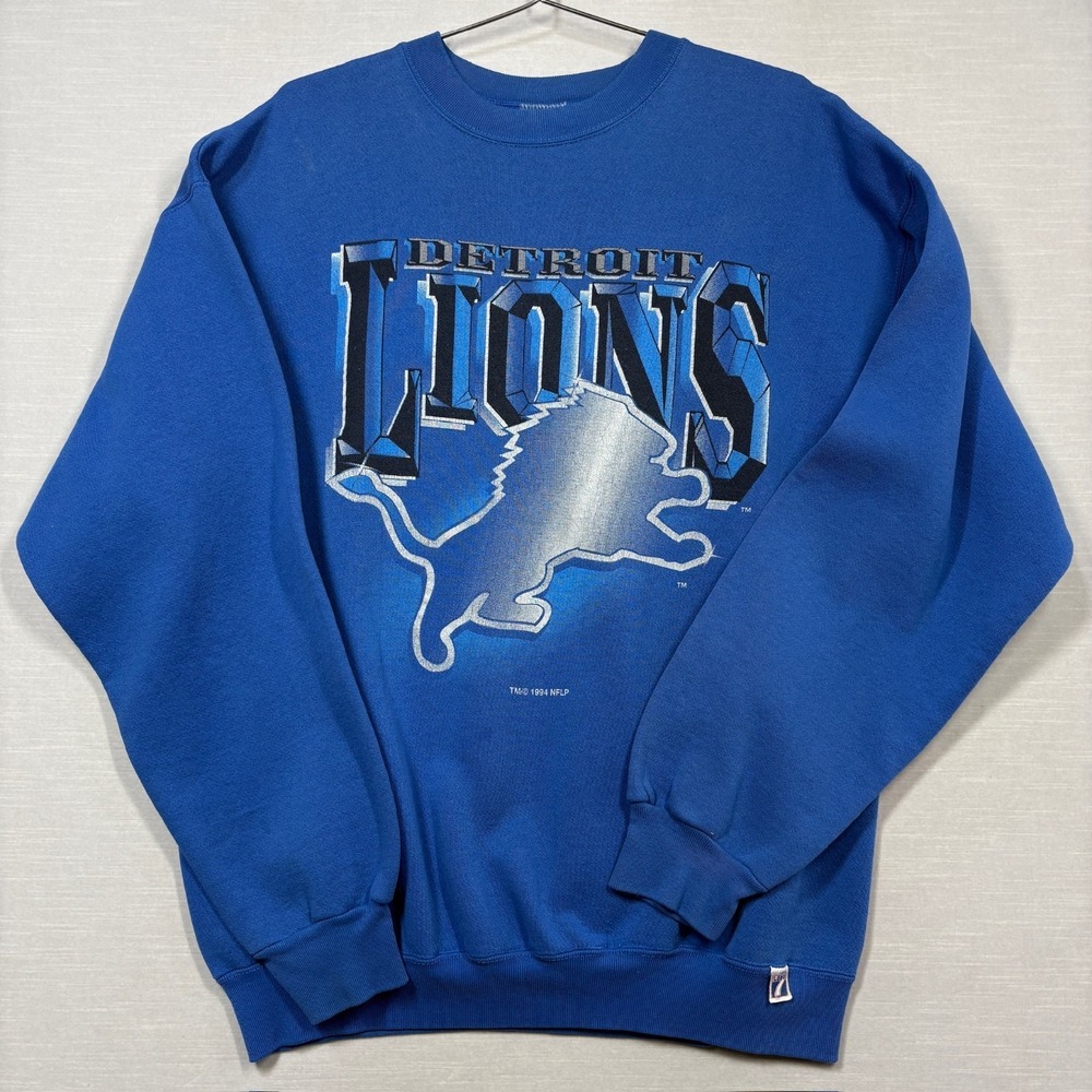 Vintage Detroit Lions Sweatshirt Mens XLT Tall Blue NFL Football Logo 7 90s